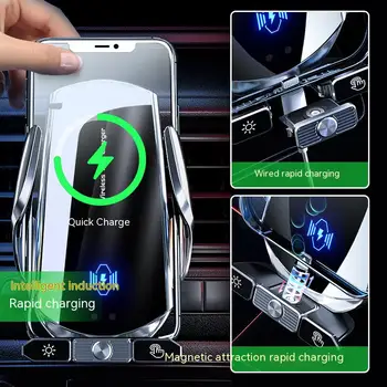 Auto Bezvadu Lādētāju Magnētisko Auto Telefona Turētājs, kas Piemērots iPhone, Samsung, Huawei Infrasarkano Sensoru 15W Ātrās Uzlādes Stacija