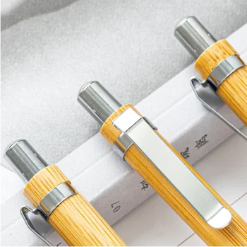 Eco friendly bambusa lodīšu pildspalva zīmola cusotm logo ar irbuli veicināšanas dāvanu pildspalvas