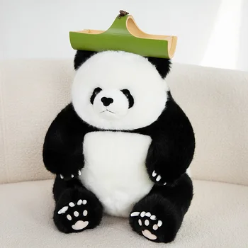 Kawaii Supersimulation Svērto Milzu Panda Sedz Lelle Plīša Rotaļlieta Karikatūra Zooloģiskā Dārza Dzīvnieku Atrodas Pastāvīgā Huggable Bērniem Mierinājums Dāvanas