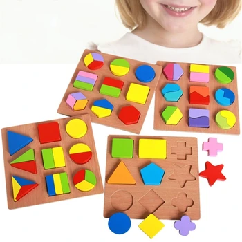 Krāsains Formas Spēle Atbilstošas Izziņas Bloks Rotaļlietas Bērniem Roku-acu Koordināciju E65D