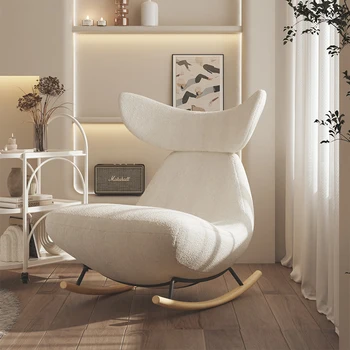 Minimālu Mūsdienu Dizaina Krēslu Šūpošanas Balts Vienu Apdare Banketa Ērtu Krēslu Pūkains Modes Elastīgs Muebles Mēbeles