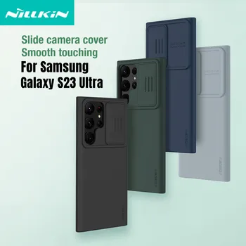 NILLKIN Samsung Galaxy S23 Ultra CamShield Samtaina Silikona Case For Samsung S23 Ultra 5G Ar Slaidu Kamera Aizsardzības Vāciņu
