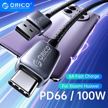 ORICO 100W USB Kabeli PD 5.A Ātrās Uzlādes Vadu Tips C Neilona Pīt par Xiaomi MacBook Pro iPad Pro Samsung Galaxy Klēpjdatoru Tālruni