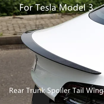 Par Tesla Model 3 2017-2020 Ir 2021. Aizmugures Bagāžnieka Lūpu Oglekļa Šķiedras ABS Spārna Spoileris Car Styling Aizmugures Bagāžnieka Spoilers Modelis 3 Aksesuāri