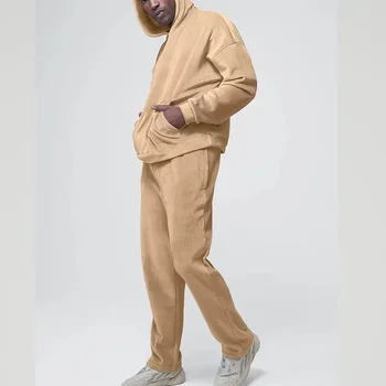 Plīša pelēkā vārna divdaļīga Vīriešu Slim Tendence Gadījuma Samta Modes Tērps Vīriešiem