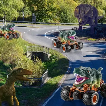 Tālvadības pults Dinozauru Auto Zēniem, Bērniem No 4-7, 2.4 Ghz RC Dinozaurs Truck Elektriskā RC Auto Rotaļlietas ar Gaismas & Skaņas Izsmidzināšanas Funkcija