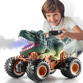 Tālvadības pults Dinozauru Auto Zēniem, Bērniem No 4-7, 2.4 Ghz RC Dinozaurs Truck Elektriskā RC Auto Rotaļlietas ar Gaismas & Skaņas Izsmidzināšanas Funkcija
