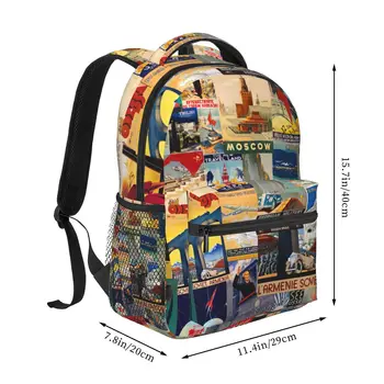 Vintage Bagāžas Etiķetes Mugursoma Meitenes Zēni Ceļojumu RucksackBackpacks par Pusaudžu skolas soma